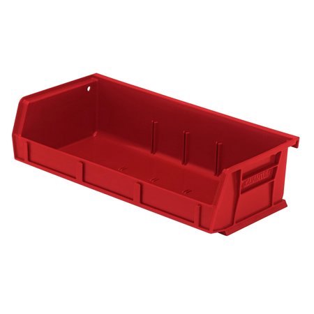 QUANTUM STORAGE SYSTEMS 60 lb Hang & Stack Storage Bin, Polypropylene, 11 in W, 3 in H, Red, 5-3/8 in L QUS232RD
